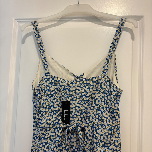 NWT Lulus Darling Daisies Blue Floral Print Midi Dress - Size M - Picture 8 of 12